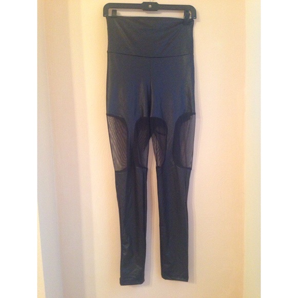 Faux leather mesh leggings