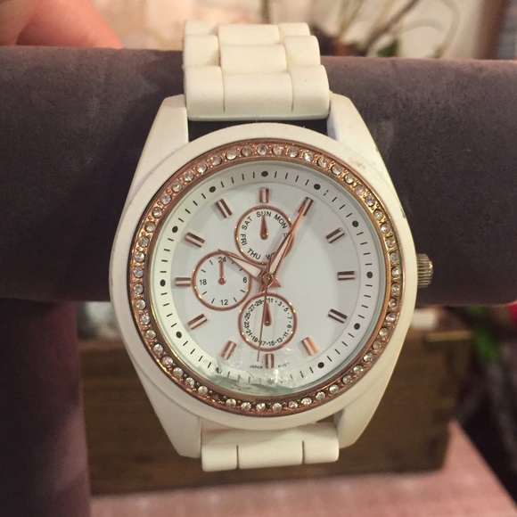 White Rubber Banded Watch