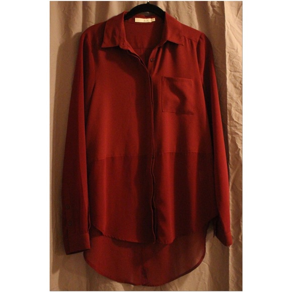 Burgundy button down shirt