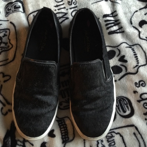 Kenneth Cole Reaction Black Calf Hair Slip ons