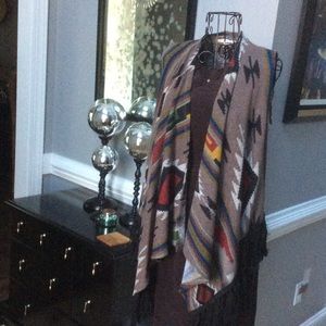 Lightweight Tribal Sweater Vest with Fringe