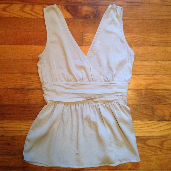 Gray V-neck Blouse