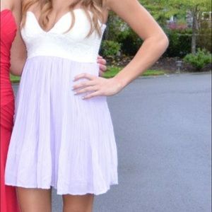 Lavender purple and white mini dress
