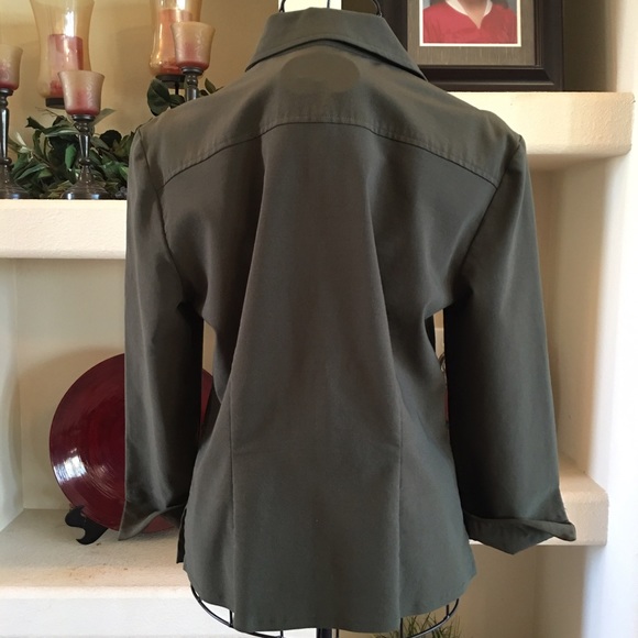 Olive button up top - Picture 2 of 4