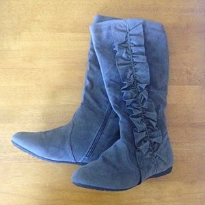 Grey faux suede boots