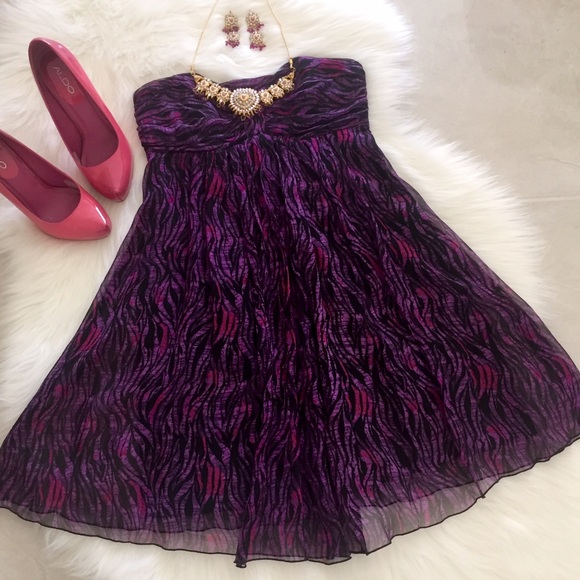 Silk Sweetheart Dress - purple & pink, size 0