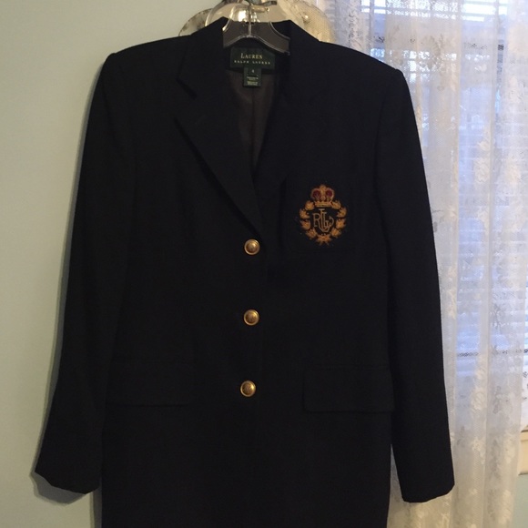 Ralph Lauren Navy Wool Blazer w/ Crest