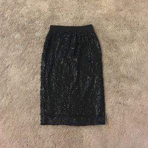 Black Sequin Pencil Skirt