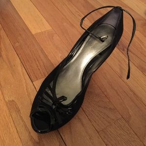 Liz Claiborne black ankle strap heels w/ open toe