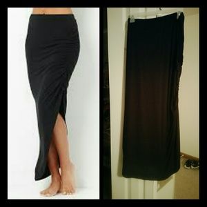 Dress Barn ruched black maxi skirt