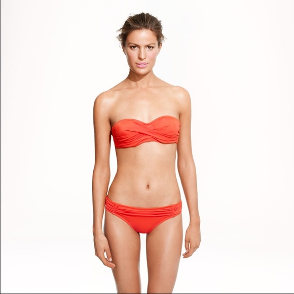 J. Crew orange twist front bikini top