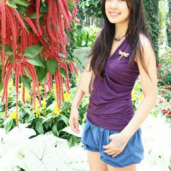 Purple ruched tank