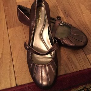 Bronze metallic maryjane flats