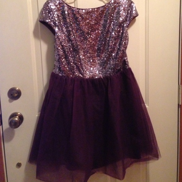 Plum sequined party dress
