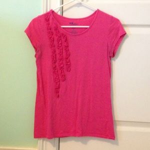 short sleeved pink shirt with Ruffles