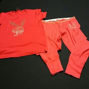 Red  playboy pj set