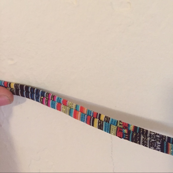 Dark Green Bikini Top W/ Woven Strings - Picture 2 of 2