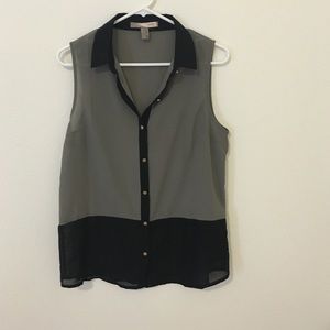 Sheer Olive green and black blouse