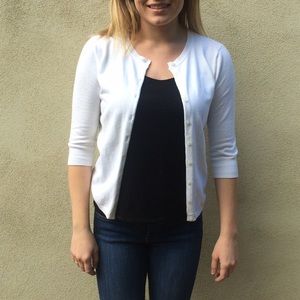 bp 3/4 sleeve white women's cardigan