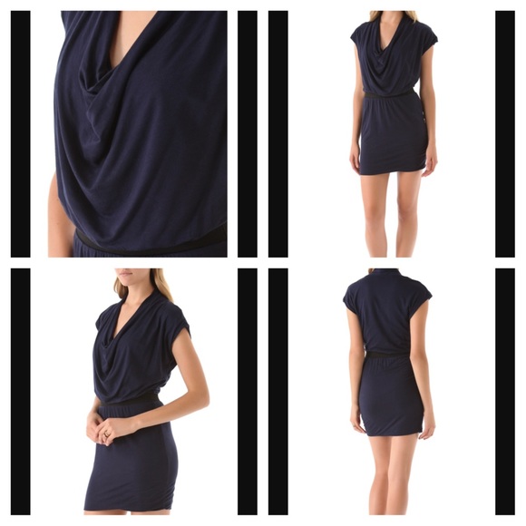 Splendid Navy Blue Cowl Neck Dress - Picture 2 of 4