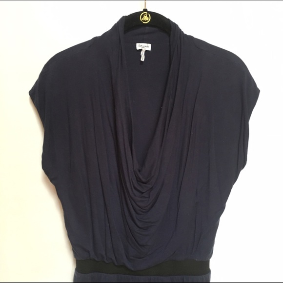 Splendid Navy Blue Cowl Neck Dress - Picture 3 of 4