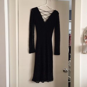 Black, lace up, sequin dress