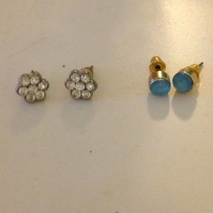 flower and blue jewel earrings