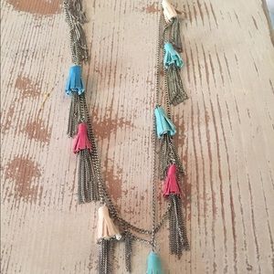 Leather tassel necklace
