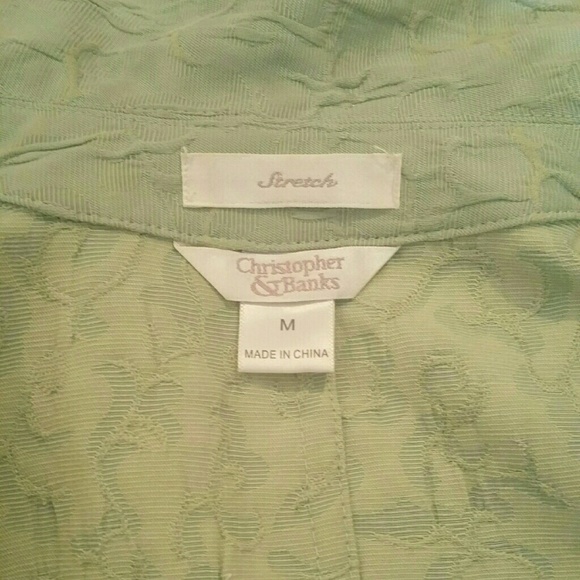(J) Light Green Patterned Button Down - Picture 2 of 2
