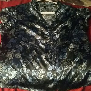 Satin black/blue blouse