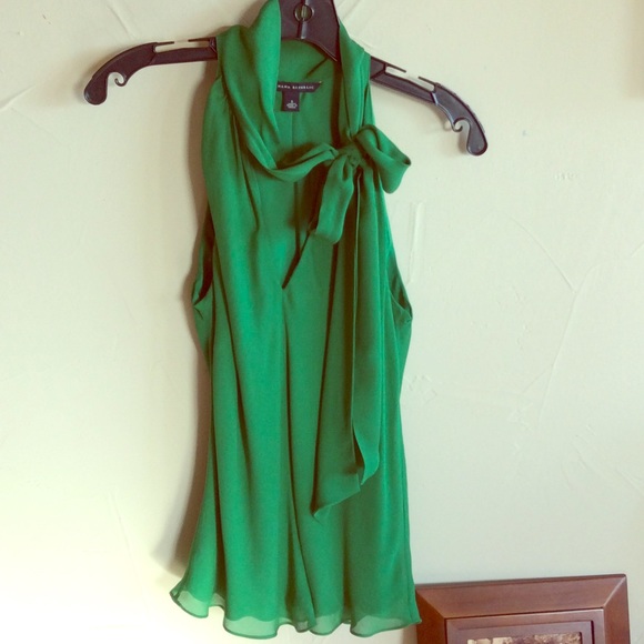 Banana Republic Emerald Neck Tie Sleeveless Blouse