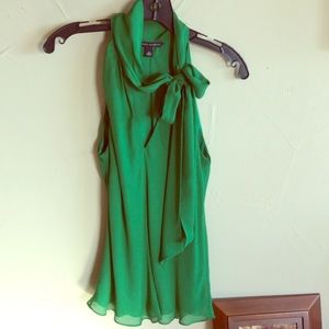 Banana Republic Emerald Neck Tie Sleeveless Blouse