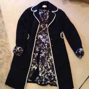 Black and white trench w floral lining
