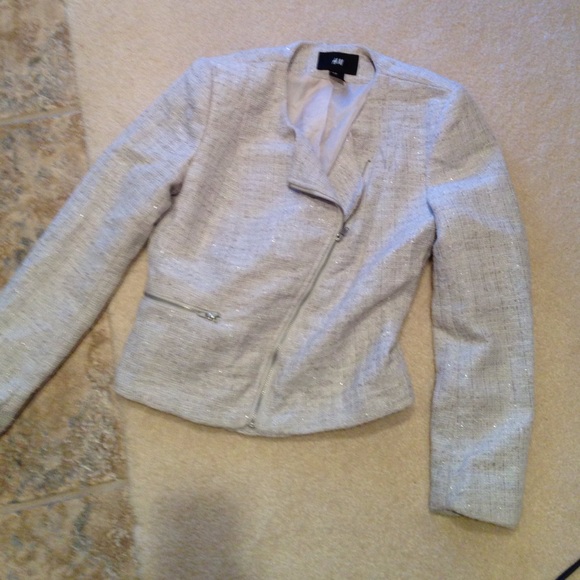Silver moto jacket w zipper