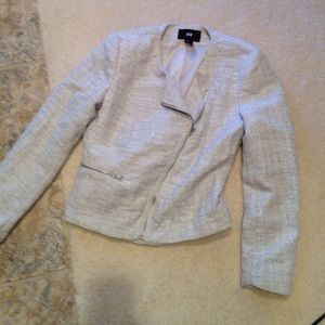 Silver moto jacket w zipper