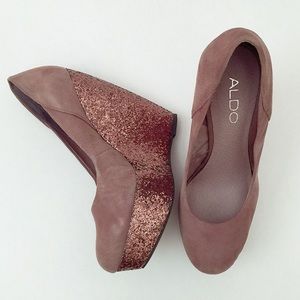 Aldo Suede & Glitter Wedges