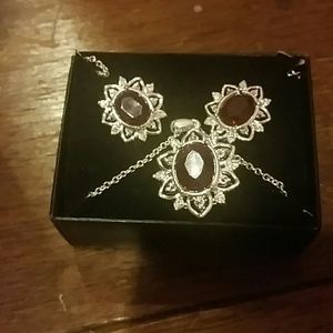 Ruby earrings and necklace
