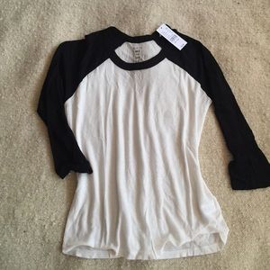 Black and white baseball tee