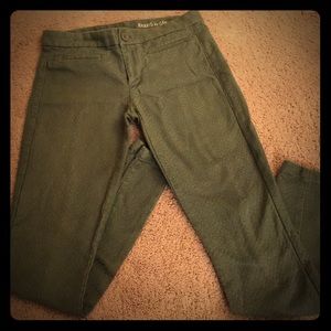 Olive green Gap skinny pants, snake skin grooves!