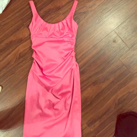 Pink, conservative satin dress