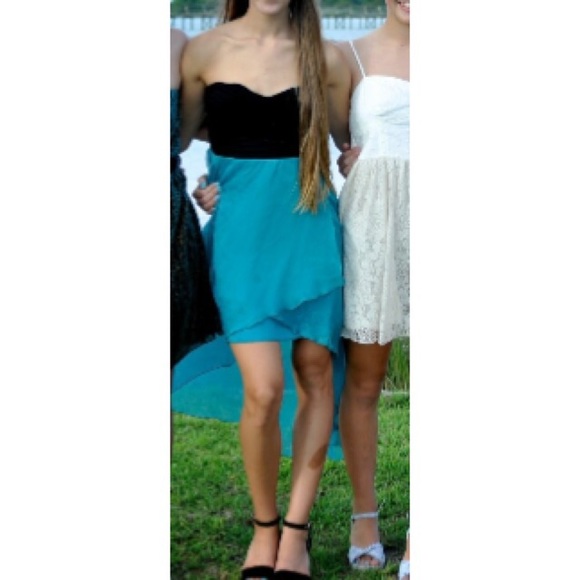 High low black and blue dress
