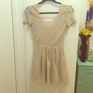 Cream lace and black polka dot dress
