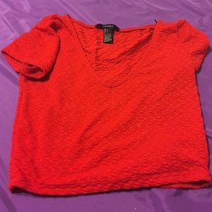 Red, v-neck crop top