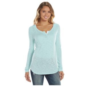 Long sleeve, aqua burnout top!