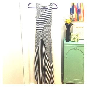 Geometric striped maxi dress