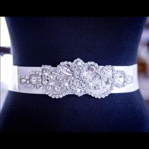 White bridal sash
