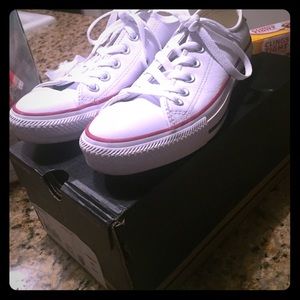 white leather converse