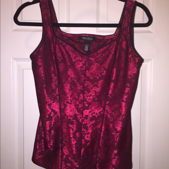 WHBM red Sleeveless Jacquard Corset Cami