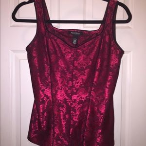 WHBM red Sleeveless Jacquard Corset Cami