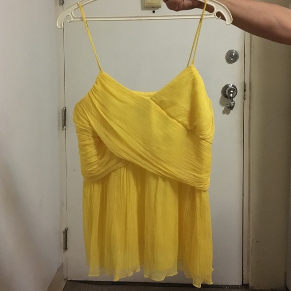 Ruched yellow strappy flowy top